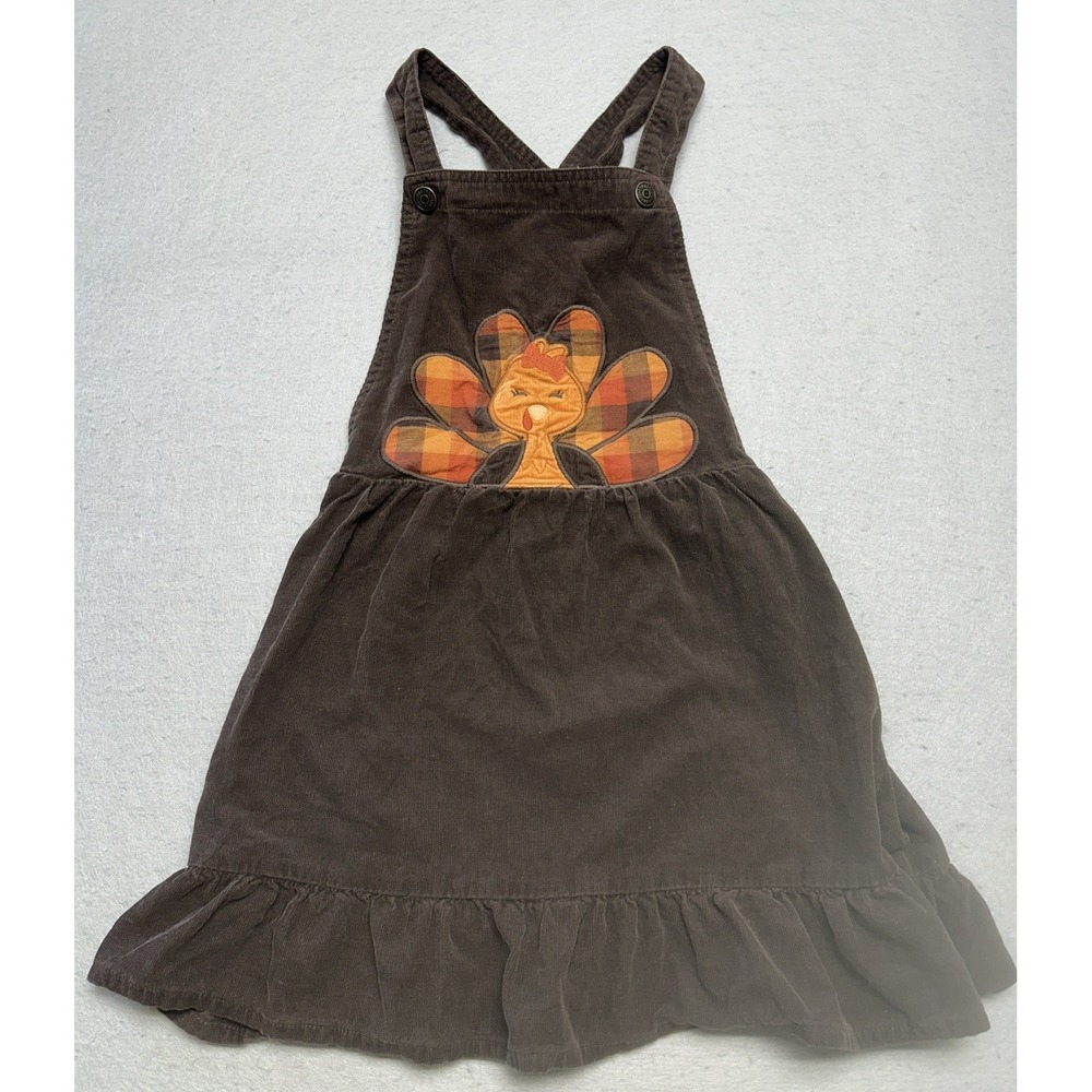 Gymboree Girls Turkey Corduroy Jumper Dress Brown Thanksgiving Size 8